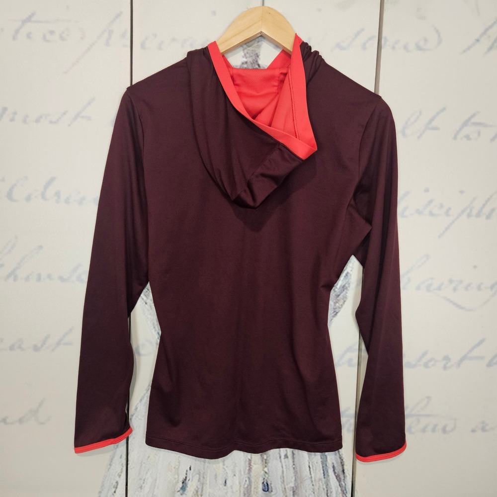 The North Face Womens Burgundy Flashdry Hoodie Thumbhole Athleisure M - Picture 2 of 7